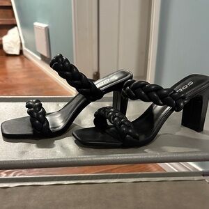Soda Black Braided Heels